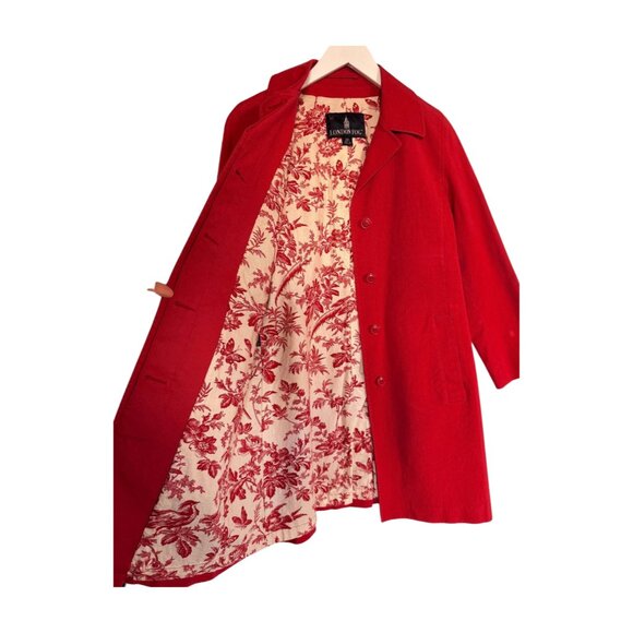 London Fog Red Cotton Trench Coat with Toile Lining (XS Petite) - Picture 2 of 7